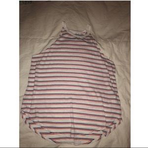 red & blue & white striped loose tank top